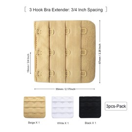 SUREMATE Bra extender 2 hook/3 hook/4 hook plus size bra strap extender bra band extension strap for Women-3pcs