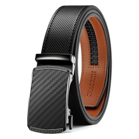 CHAOREN Men’s Automatic Leather Ratchet Belt without Holes, for Business Suit, 35 mm, Adjustable Size