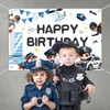 Policeman Happy Birthday Backdrop Banner Cartoon Police Catch Thief Theme