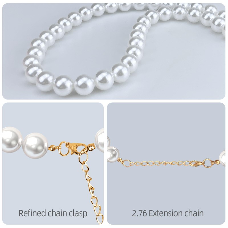 KUDES Exquisite and Adjustable Dog Necklace: Elegant Classic Pearl Collar