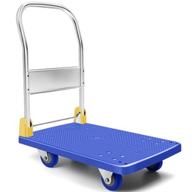 Vtuesxn Folding Dolly, Load Capacity 440.5 lbs (200 kg), 28.3 x 18.9 inches (72 x 48 cm), Low Noise 360° Rotatable Casters, Commercial Use, Indoor/Outdoor Use, Warehouse, Agriculture, Transportation