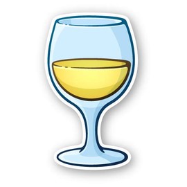Squiddy White Wine in a Glass Cute Cartoon - Vinyl Sticker for Car, Laptop, Notebook (5" Tall)