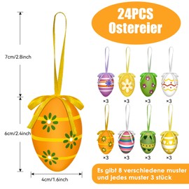 Easter Eggs Decoration Easter Eggs for Hanging, 24 x Colourful Easter Eggs Made of Plastic for Hanging, Easter Decoration Plastic Easter Eggs for Hanging Outdoor and Indoor, Eggs Easter Decoration