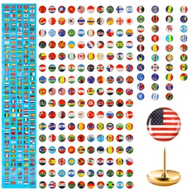 NQEUEPN 200 Piezas de Chinchetas de Bandera, Chinchetas Creativas de Bandera de País con Tachuelas de Mapa de Imagen de Bandera de País para Tablones de Anuncios Tableros Blandos Hogares Oficinas