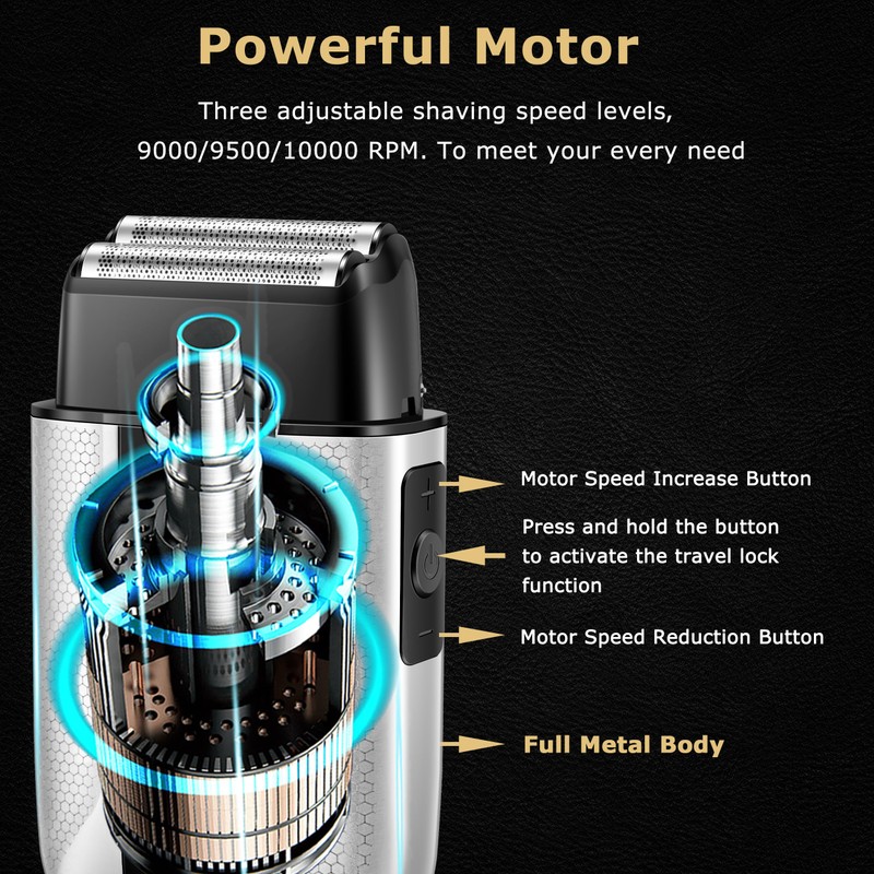 KEMEI IPX7 Foil Shavers Electric Razor for Men with 3
