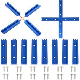 Iverntech 16 Piece Deep Blue T-Rail Intersection Set with Wood Screws, T-Track Phillips Parts Aluminium Anodized for Table Saw, Router, Table