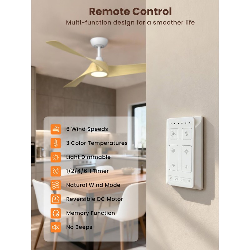 52 inch Modern Ceiling fans with Lights and remote, 3