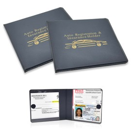 AWGUKA Pack-2 Car Registration and Insurance Card Storage Bag, Vehicle Document Organizer with Transparent Visible Protective Bag, Foldable Driver License Holder, Universal for Cars (Black & Yellow)
