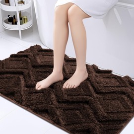 Leaintexbazh Bath Mat & Bathroom-Rugs 43x24, Ultra Soft Machine Washable Microfiber Bath Mat, Absorbent Quick Dry Non Slip Rug for Bathroom Floor, Tub and Shower, Brown