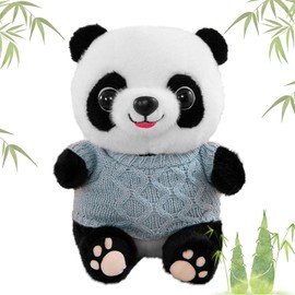 MeYuxg Cuddly Toy Panda, 25 cm Panda Bear Cuddly Toy, PP Cotton Cuddly Toy Panda Bear, Panda Cuddly Toy for Boys, Girls and Adults, Birthday, Christmas, Party Gifts (Red Jumper Panda)
