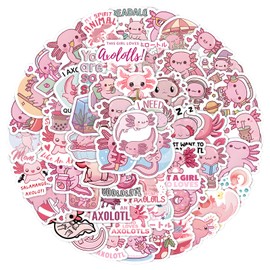 100 Pieces Cute Axolotl Sticker Set, Axolotl Toy, Axolotl Plush Toy, Axolotl Squishy, Cute Stickers, Cute Stickers for Children, Axolotl Fans for Laptop, Suitcase, Helmet, Notebook, Car, Motorcycles