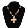 Chunky Pearl Cross Pendant Necklace,Aesthetic Plated Gold Crucifix Pearl Statement