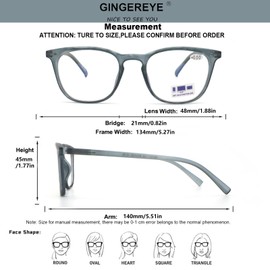 Reading Glasses for Women Men 2-Pack,GINGEREYE Stylish Blue Light Blocking Readers Eyeglasses w/Spring Hinge