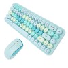 Keyboard Mouse Combo 2.4GHz Wireless Cute Retro 68 Round Keycaps