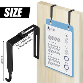 Adjustable Cabinet Hooks, Door Hooks, Universal Divider Hooks, Hanger Set, 4 Pieces, No Drilling, Metal Coat Hooks with Screwdriver, Suitable for Panel Thickness 3.5 to 6.1 cm