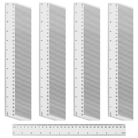 YUENPUN 60 PCS 12 Inch/30cm Plastic Ruler Bulk, Transparent Plastic Rulers with Inch and Metric, 30cm Straight Rulers for Office