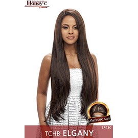 TCHB ELGANY (1 Jet Black) - Vanessa Honey C Side Lace Front Part Human Hair Blend Wig