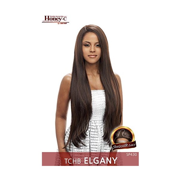 TCHB ELGANY (1 Jet Black) - Vanessa Honey C Side Lace Front Part Human Hair Blend Wig