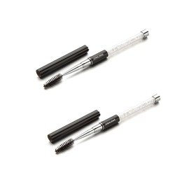 2 cepillos de pestañas para cejas, pestañas postizas, aplicadores, cepillos de ojos, cepillos cosméticos portátiles con tapa para viajes, Negro