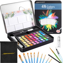 Acuarelas Profesionales, 48 colores pinceles para acuarela, Kit de Acuarelas profesionalesde Gouache, Pinturas de Acuarela portátiles Amantes de la Pi