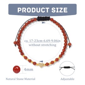 LOCCY Genuine Natural Stone Bracelet for Women, 4 mm Adjustable Pearl Bracelet with Heart Pendant, Yoga Bracelet for Women, Girls for Mother's Day, Birthday, Valentine's Day, Christmas, Stone, No