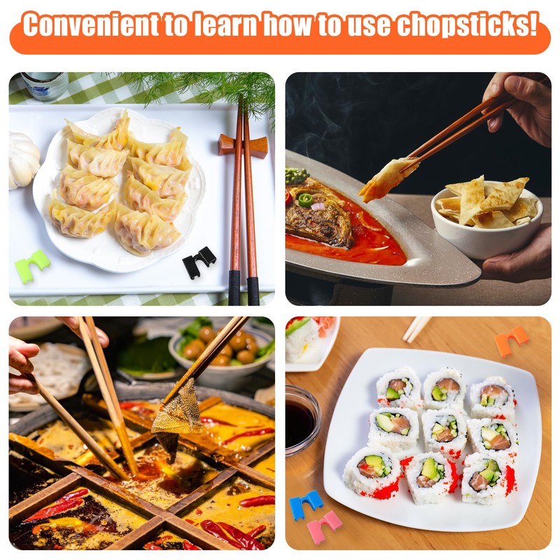 100 Pcs Reusable Chopsticks Helper Multicolor Plastic Practice Chopstick Trainer