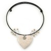 Avalaya Antique White Ceramic Heart Pendant Wired Necklace/ 40cm L/Adjustable