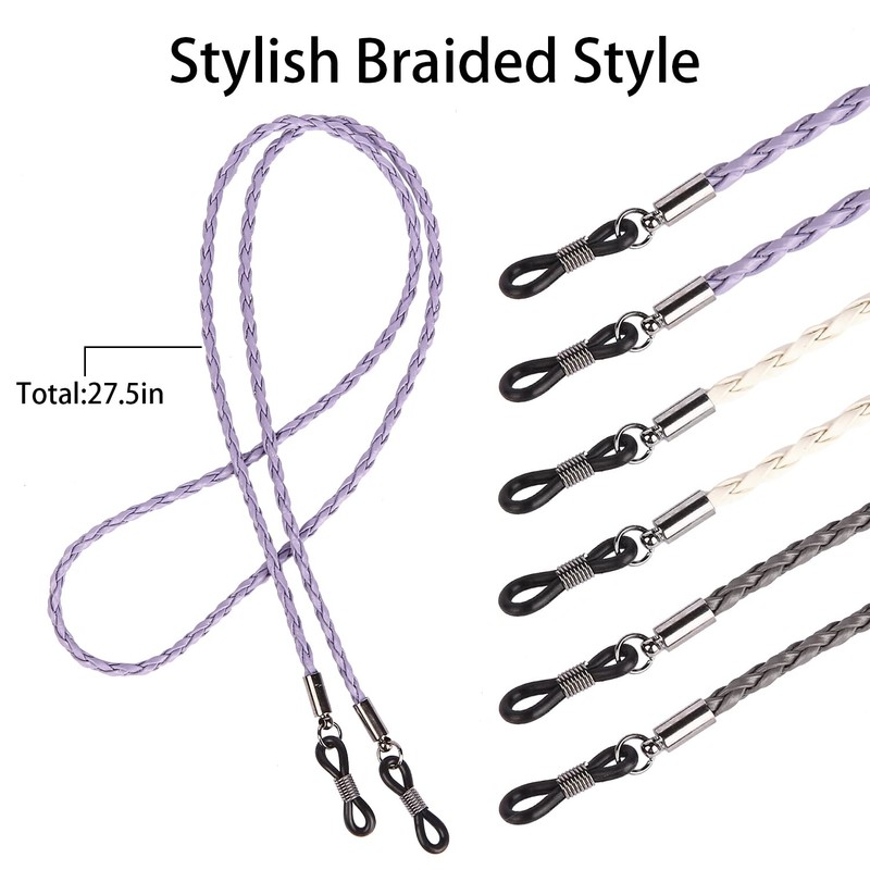 QINGZHE 6Pcs Women Eyeglass Strap Chains Anti-slip Eye Glasses Holder