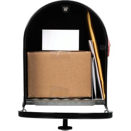 Plexon Double Door Large Capacity Mailbox – Front and Rear Access – Durable Galvanized Steel with Black Powder-Coated Finish – Rust & Impact Resistant – Post Mount, Classic Style