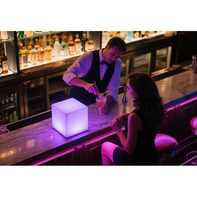 COPU 8-inch Waterproof LED Light Cube, USB Rechargeable Mood Light,