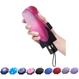 Goothdurs - Paraguas automáticas de viaje a prueba de viento, compacto, apertura y cierre automático, pequeñas y ligeras, plegables para mujeres y hombres