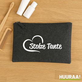 Huuraa Kulturbeutel Stolze Tante Herz Geschenk 1 Liter Filz Charcoal Kosmetiktasche Stolze Tante Geschenkidee