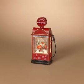 Gerson Battery Operated Lighted Spinning Water Globe Gas Station, 10.6 inch Height