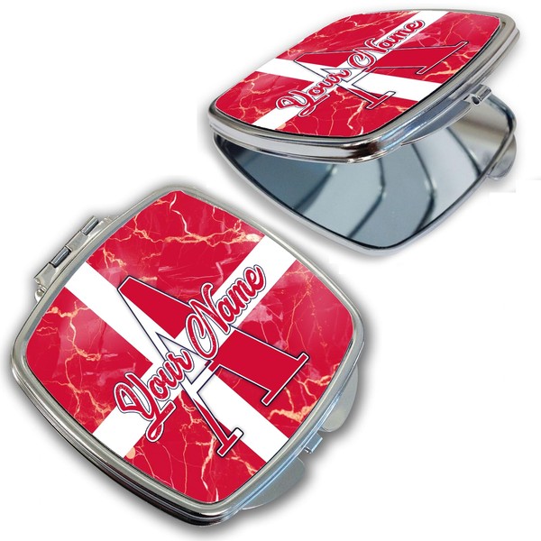 Bleu Reign Compact Personalized Pocket Mirror Custom Name Denmark Flag