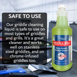 Pack of 4 Griddle-Whiz Grill & Griddle Surface Cleaner, Food Safe & Non-Caustic Formula for Restaurant & Cafe Quality Cleaner for Flat Top Grills and Griddles, Removes Tough Grease by FryOilSaver Co.