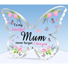 TTOVEN Mum Gifts Mum Birthday Gifts Mothers Day Gifts Beautiful Butterfly Acrylic Plaque-To My Beautiful Mum