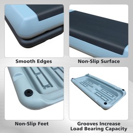 MIIUDGIG Adjustable 28.5'' Exercise Aerobic Step Platform, 4"-6" Fitness Stepper Workout with 2 Stackable Risers, Aerobics Stepper Workout Stepper for Home Gym Strength & Training (Gray)