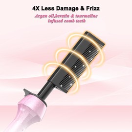 Dan 500℉ hot Comb,Hot Comb for Black Women Hair,HotComb Electric for Wigs,Pressing Comb for African American Hair,Dual Voltage, Temperatures Adjustable,60 Min Auto Shut Off, (Pink)