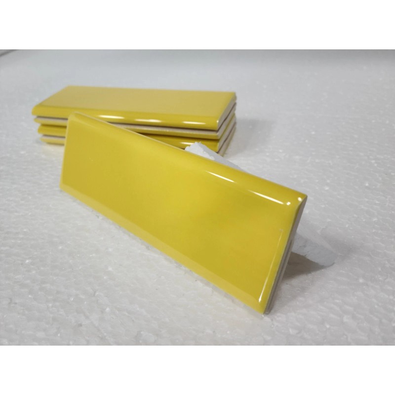 Daltile Sunflower Yellow Ceramic Tile Bullnose Backsplash Curved Edge Subway