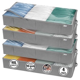 StorageExpert Closet Organizers and Storage - Maximize Space with Under Bed Storage Containers & Clothes Storage - Ideal Closet Organizer, Toy Storage Organizer & Underbed Storage (Grey, 4 Pack)