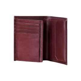 Men's Genuine Leather Wallet - Slim Wallet with Coin Pocket, 4 Card Slots, 2 Viewing Windows and Slim Pocket - Classic Design in Bordeaux with Elegant Leather Lining, 9.5 x 13 x 1 cm, Brown, leather