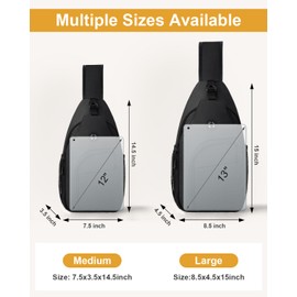 Pritent Crossbody Bags for Women Man Waterproof Sling Bag Backpack Trendy Casual Cross Body Bag with Convertible Shoulder Strap Chest Bag for Camping Hiking Travel Essentials (Black, Large)