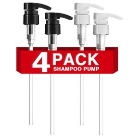 4-Pack Shampoo Pump for Liter 33.8 oz Shampoo and Conditioner Pump Dispenser Fits Most Salon Bottles with 1.1 inch Opening, Black & White Replacement Pump Top for Soft Hair Product,Body Wash,Lotion