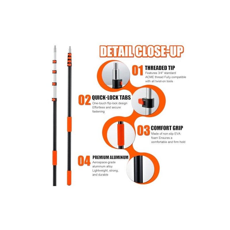 TRULYWIN 26FT Light Bulb Changer & Cleaning Kit, Telescoping Pole