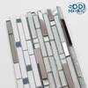 SODI MOSAIC White & Silver Glass Mosaic Backsplash Tiles, 12"