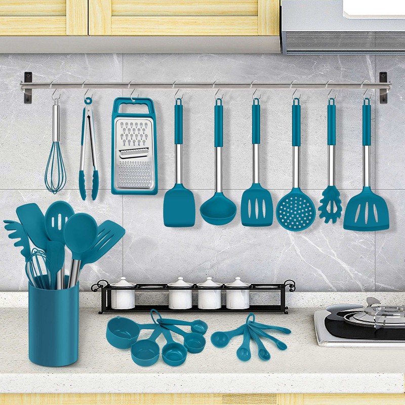 LIANYU 27 PCS Kitchen Utensils Set with Holder, Silicone Cooking