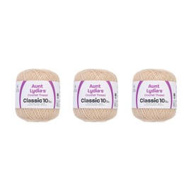 Aunt Lydia Classic Ecru Crochet - 3 Pack of 400y/365m - Cotton - Gauge 10 - Crochet