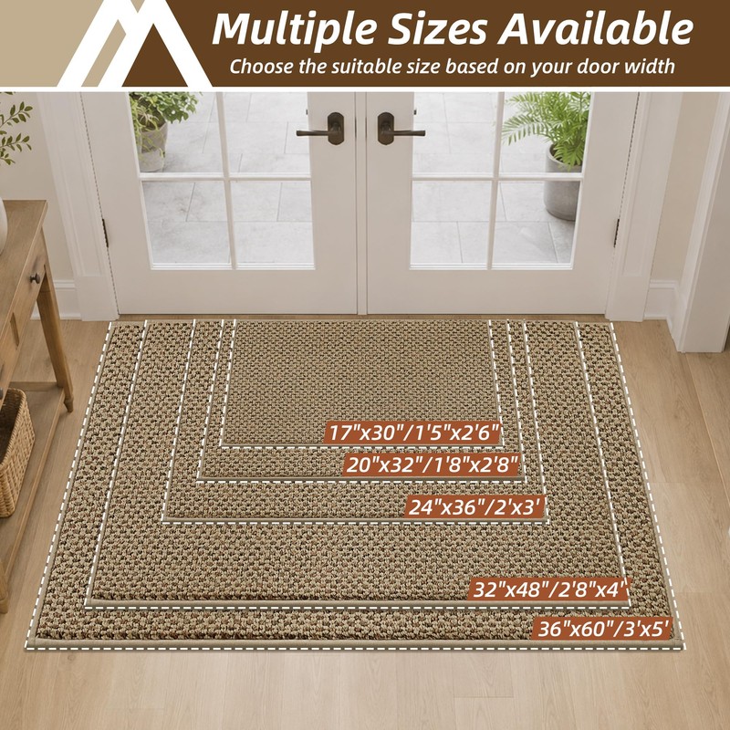 COSY HOMEER Door Mat Non-Slip Entryway Rugs Dirt Trapper, 20"x32",