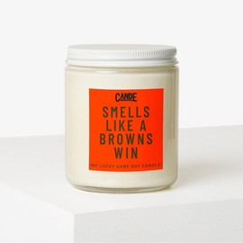 Smells Like a Football Win Scented Candle - 8oz and  16 oz Eco-Friendly Soy Wax House Candle for Game Day Decor & Gift - Long Lasting 100 Hours Burn Time:_Browns_Bourbon Vanilla