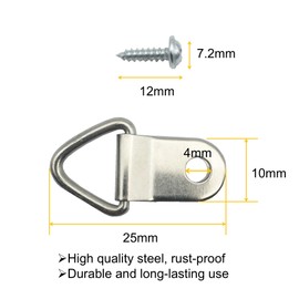 30 Sets Metal Triangle Ring Picture Hangers, D Rings Picture Hanging Hooks with Screws, Single Hole D-Ring Hook for Clock Paintings Artwork Photo Frames